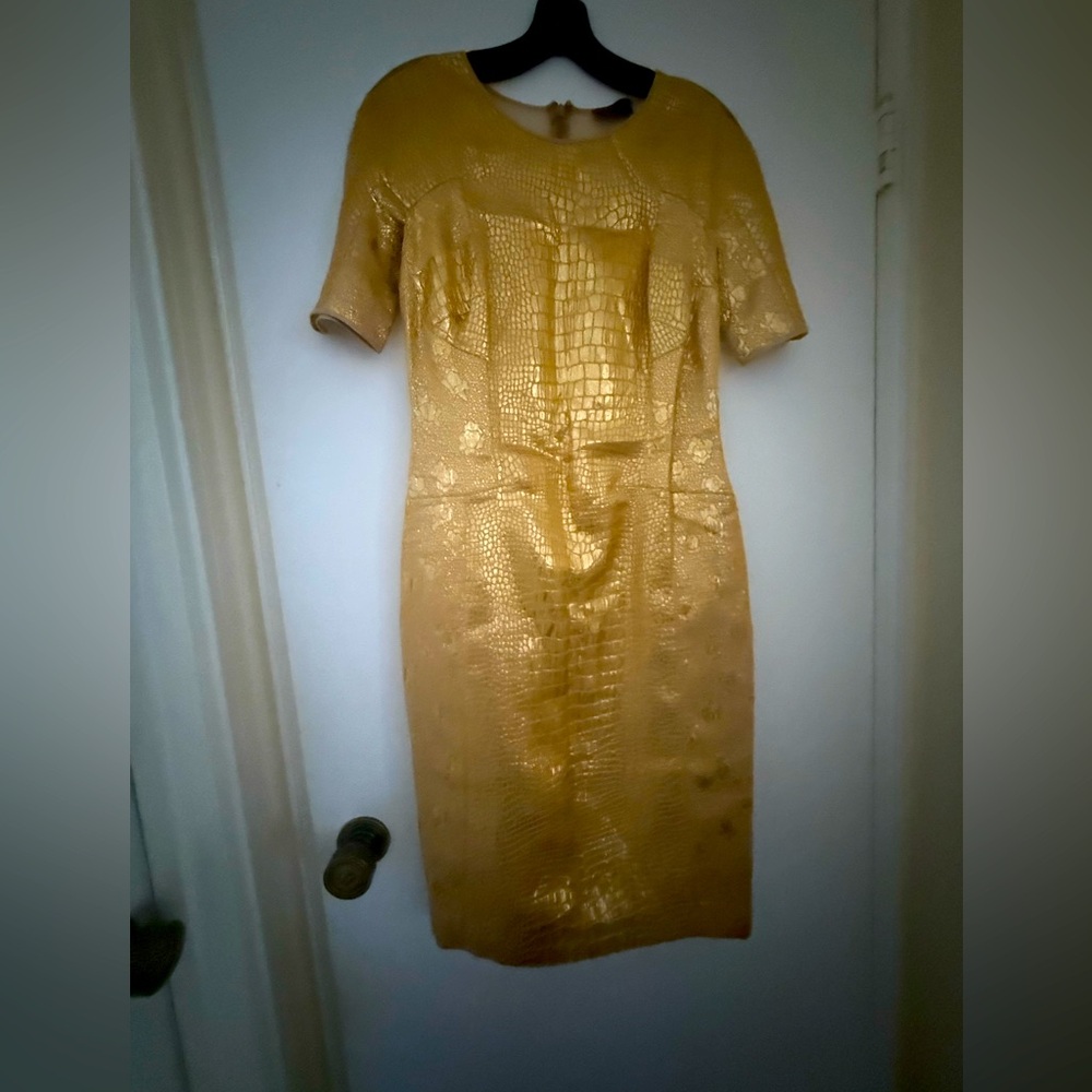 La Perla Elegant Gold Textured Dress